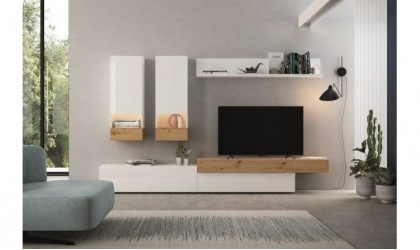 Moderno mueble de salón en dos tonos de madera