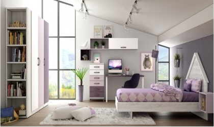 Dormitorio juvenil con armario moderno y barato
