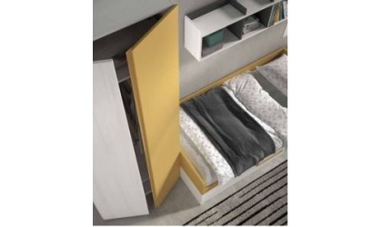 Dormitorio juvenil con armario, nido bicolor y mesita